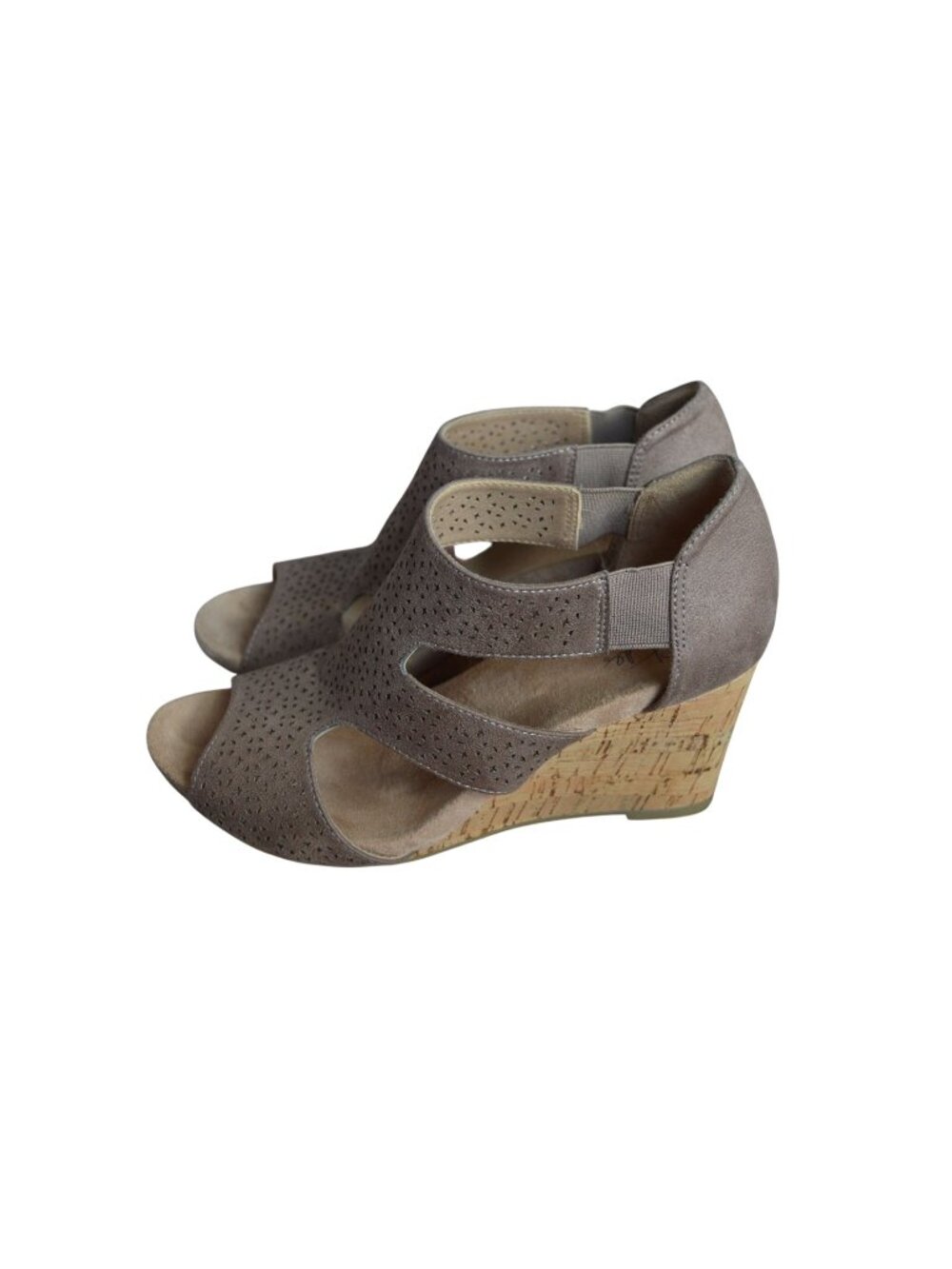 LifeStride Heidi Griege Women's Cork Wedge Sandals Size 7.5 Boho Summer Casual